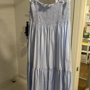 Light Blue Smocked Maxi Dress
